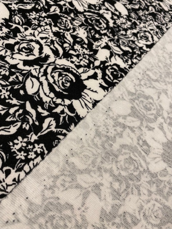 Трикотаж (милано) РОЗЫ ЧЕРНО-БЕЛЫЕ полотно