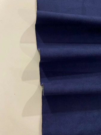 Замша ТЕМНО - СИНЯЯ основа серый трикотаж