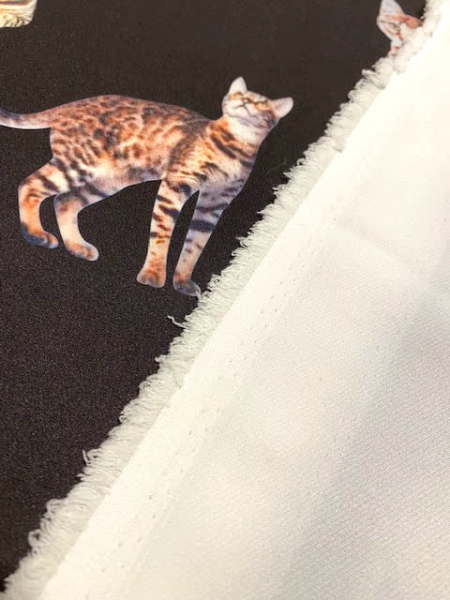 Креп "Кошечки" черный