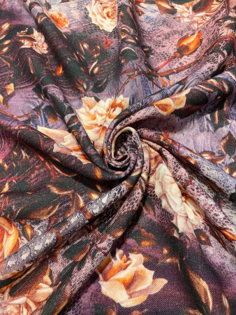 Шерсть плательная ЦВЕТЫ ШИПОВНИКА красное вино ткани