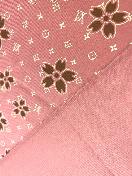 Микровельвет "Цветочки в стиле LV" припыленная роза ткани