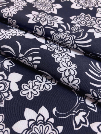 Курточная ткань ЦВЕТЫ Белые