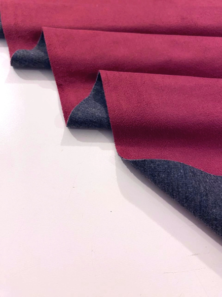 Замша ФУКСИЯ основа серый трикотаж