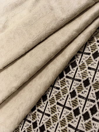 Трикотаж-жаккард Смальта светлый и алькантара под страуса14