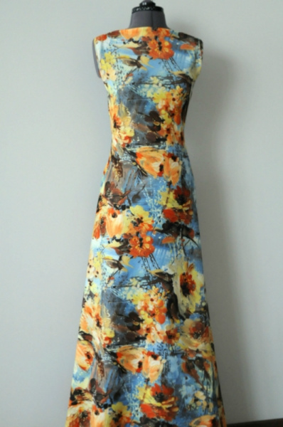 Трикотаж водолаз Осень бирюзово-голубой 5