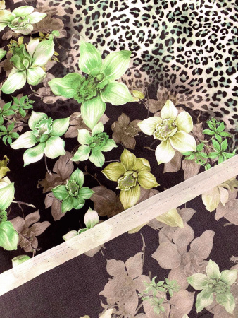 Шелк натуральный ЛЕТНИЙ САД зеленый