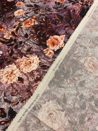 Шерсть плательная ЦВЕТЫ ШИПОВНИКА красное вино ткани