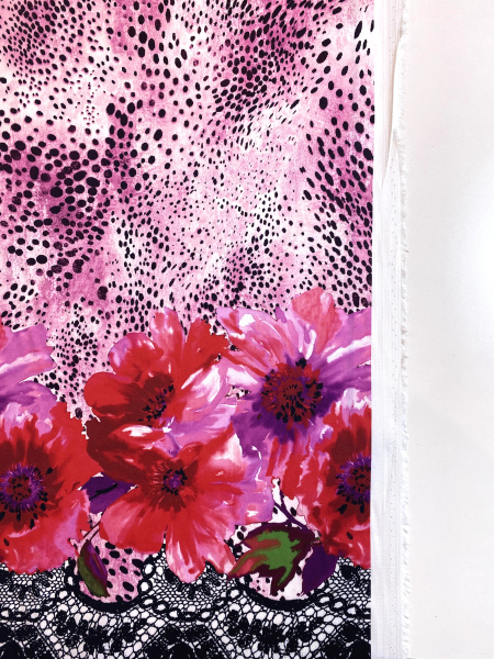 Хлопок КРУЖЕВО на фуксии