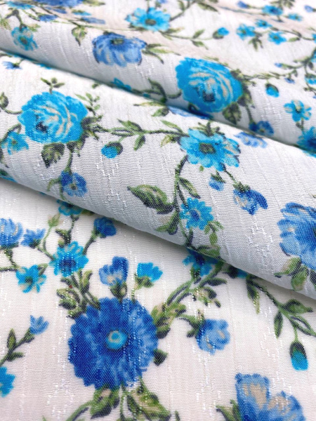 Вискоза ЦВЕТЫ ПРОВАНСА бирюза