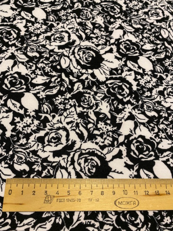 Трикотаж (милано) РОЗЫ ЧЕРНО-БЕЛЫЕ полотно