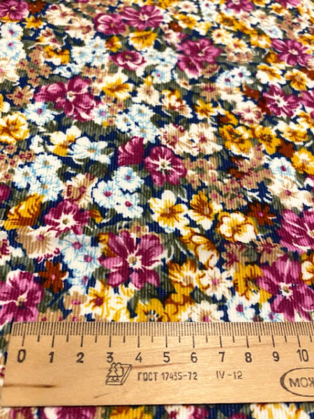 Микровельвет "Мелкие цветочки" морская волна ткани