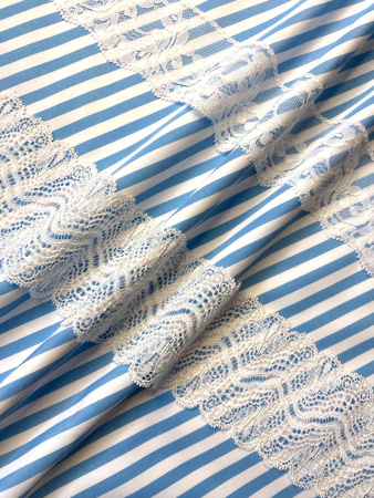 НОВИНКА! Ткань сорочечная ПОЛОСКА голубая