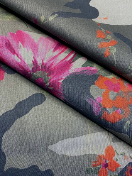 Хлопок МИЛИТАРИ В ЦВЕТАХ фуксия