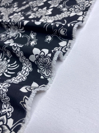 Курточная ткань ЦВЕТЫ Белые