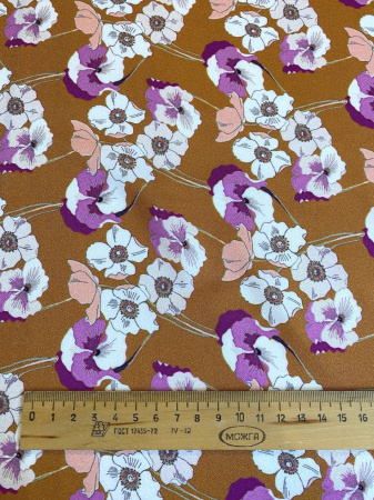 Креп ЦВЕТЫ на фоне горчицы