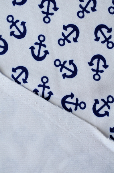 Бифлекс для купальников Синие якоря белый 2
