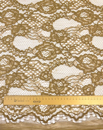 Кружевное полотно "Французские узоры" песочно - горчичный ткань