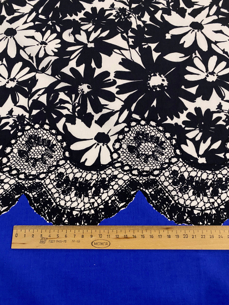 Хлопок КРУЖЕВО на синем