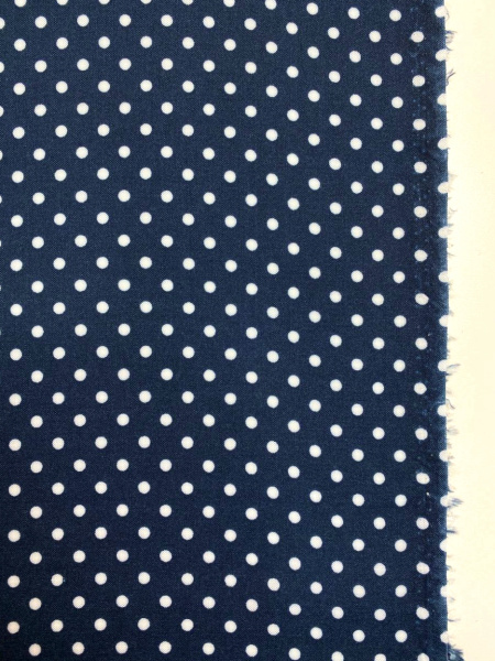 Штапель ГОРОШКИ БЕЛЫЕ на темно-синем