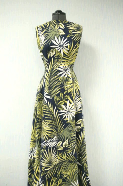 Лен ТРОПИКИ на синем