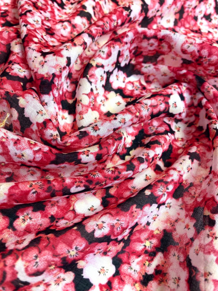 Батист МЕЛКИЕ ЦВЕТОЧКИ красные