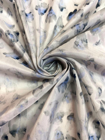 Курточная ткань ЛЕОПАРДОВЫЕ ПЯТНЫШКИ серо-голубые на сером