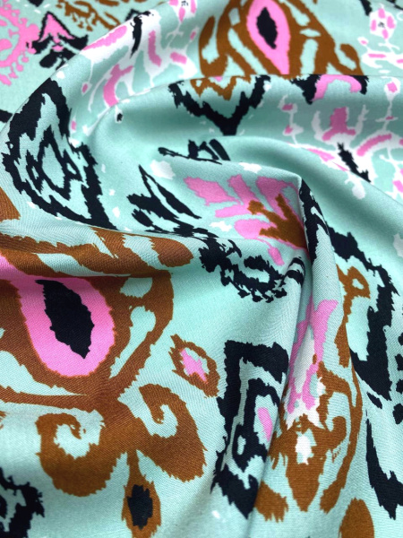 Штапель ИКАТ светлая бирюза