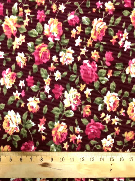 Микровельвет "Мелкие розочки" красное вино ткани