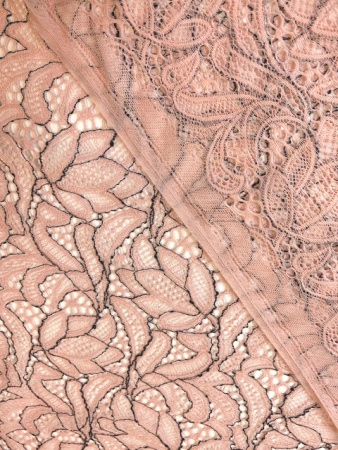 Кружевное полотно "Контурный узор" припыленная роза ткань