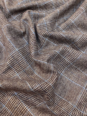 Шерсть костюмная КЛЕТКА коричневая ткани