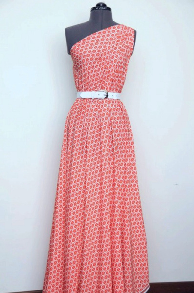 Креп плательно - блузочный КУБИКИ коралл