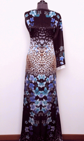 Шелк натуральный ЛЕТНИЙ САД синий