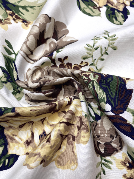 Хлопок ЦВЕТЫ песочно-кофейные