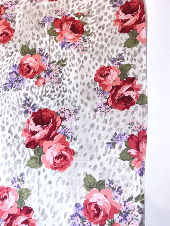 Шелк натуральный РОЗЫ НА ЛЕОПАРДЕ
