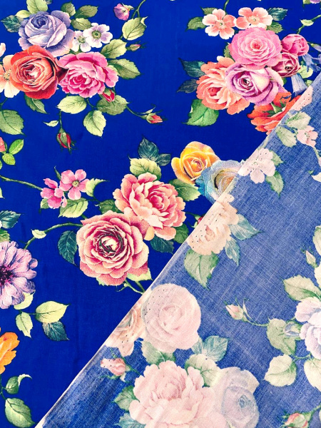 Штапель БУКЕТЫ РОЗ на васильковом