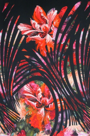 Трикотаж водолаз ИРИСЫ красные