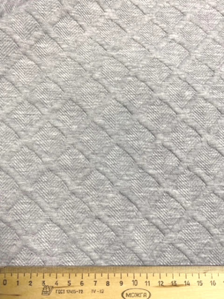 Трикотаж "Фигурная вафелька" серый