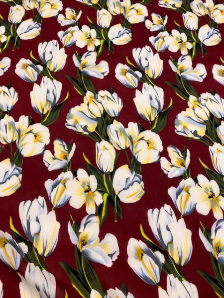 Штапель ТЮЛЬПАНЫ на бордовом