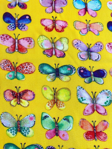 Штапель БАБОЧКИ фон желтый