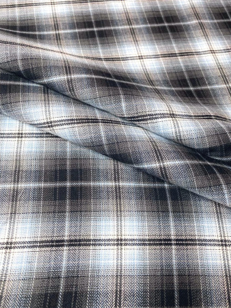 Сорочечная ткань КЛЕТКА серо-голубая