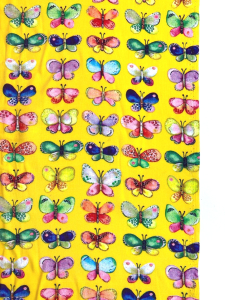 Штапель БАБОЧКИ фон желтый