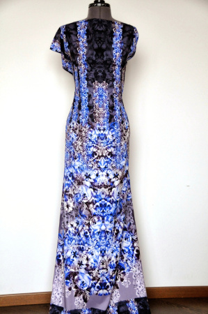 Шелк натуральный ЦВЕТОЧНАЯ ЛОЗА синий