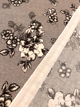 Трикотаж ЦВЕТЫ НА КРУЖЕВЕ полотно