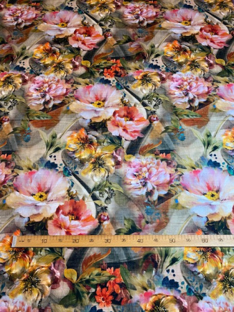 Трикотаж (Водолаз) "Цветочный десерт" трикотажная ткань