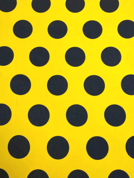 Поливискоза ГОРОШКИ ЧЕРНЫЕ на желтом