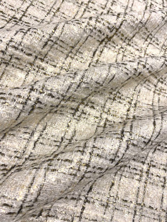 ткани Твид "Черная клетка на молочном фоне"