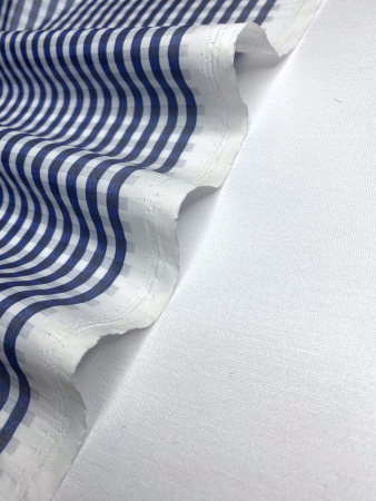 Курточная ткань КЛЕТКА Бело-синяя