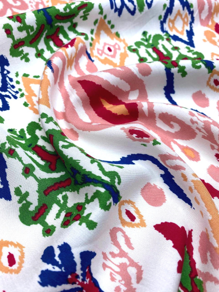 Штапель ИКАТ коралл