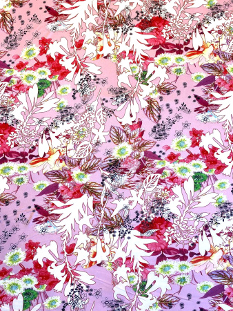 Трикотаж БУКЕТЫ ЦВЕТОВ на фоне экрю ткань