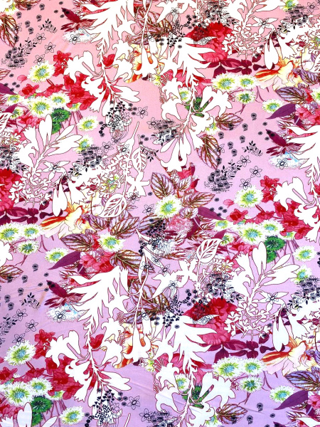 Трикотаж БУКЕТЫ ЦВЕТОВ на фоне экрю ткань